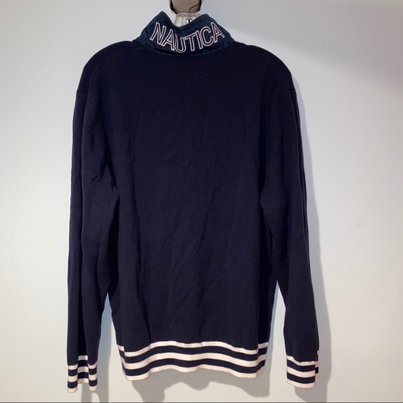 NAUTICA Men’s Navy and White Zip Up Sweater XL - Picture 2 of 5